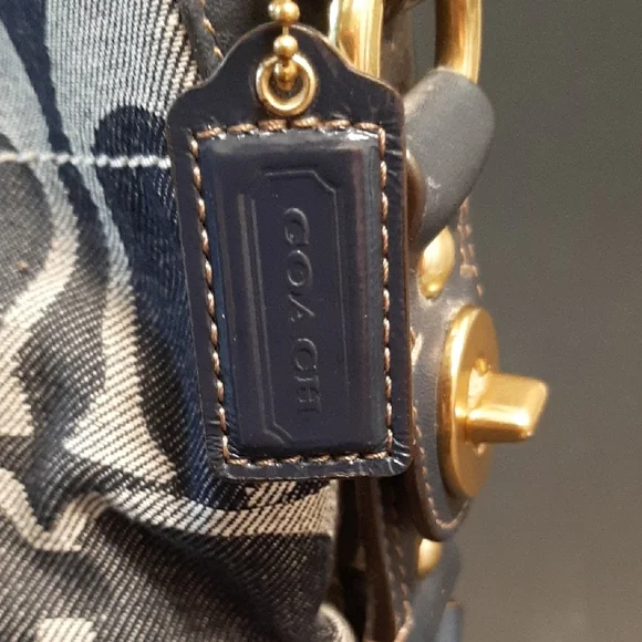 Coach Signature Denim Navy Shoulder Bag - Picture 2 of 14